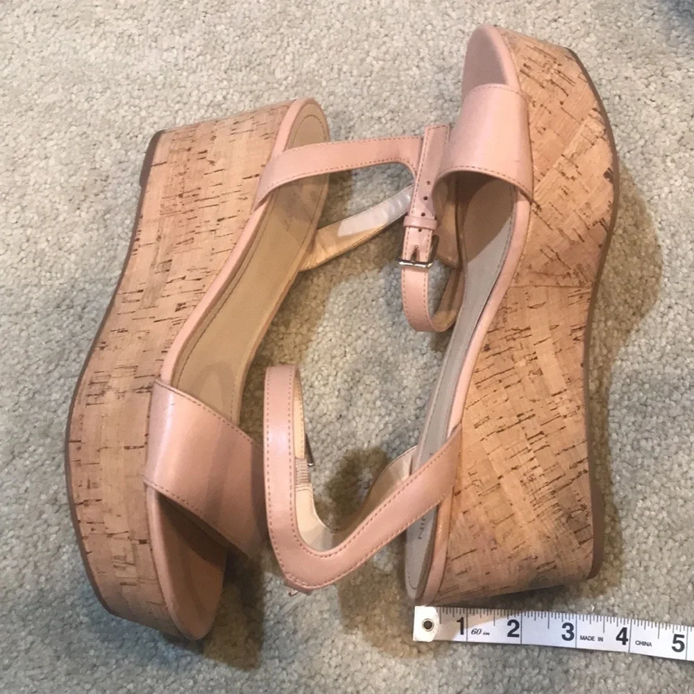 Nine West Pale Pink Ankle Strap Wedge Sandal-Size 10